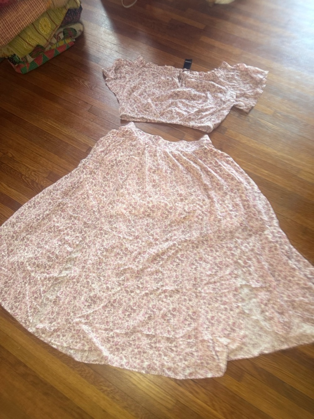 Torrid Two-Piece Floral Crop Top and Skirt Set - Blush Pink